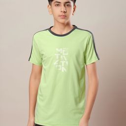 Technosport Boys Typography Printed Round Neck Antimicrobial Slim Fit T-shirt-picture-1