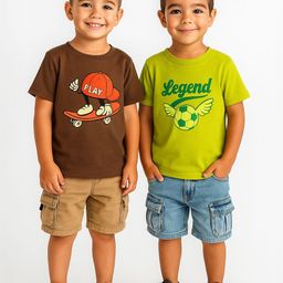 Nauti Nati Boys Pack of 2 Printed Antimicrobial Cotton T-shirt-picture-48