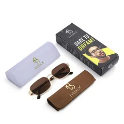 Eyejack Unisex Lens & Gold-Toned Rectangle Sunglasses with UV Protected Lens image 4