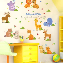 Asian royal Brown & Blue Animals Printed Waterproof Wall Sticker-image-63