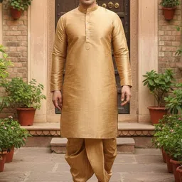 Ethluxis Men Solid Kurta with Dhoti Pant image 4