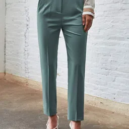 HIGH BUY Women Solid Pencil Skinny Fit High-Rise Pleated Trousers-picture-29