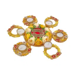 PUFFSMART Yellow & Gold-Toned 6 Pieces Candle Holders-picture-14