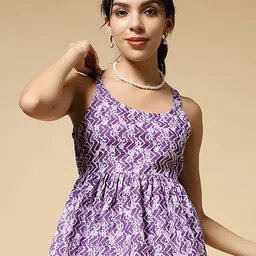 Istyle Can Women Batik Printed Cotton Peplum Top-image-80