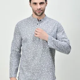 BAESD Men Thread Work Floral Kurta image 1