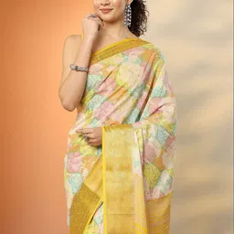 Libas Floral Silk Blend Handloom Saree image 2