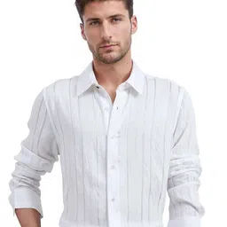 RARE RABBIT Men Comfort Spread Collar Vertical Striped Casual Shirt-picture-49