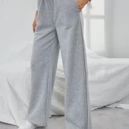 triraj Women Loose Fit, Straight Fit Grey Cotton Blend Trousers image 3
