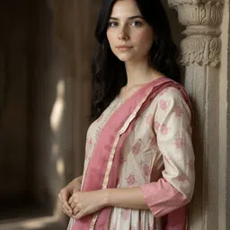 Rangita Women Ethnic Motifs Printed Tiered Thread Work Kurta & Trousers With Dupatta image 2