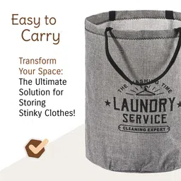 Aura 4-Pcs Grey Printed Foldable Laundry Bags With Handle image 3