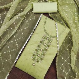 SHADOW & SAINING Geometric Woven design Organza Semi-Stitched Dress Material-picture-27