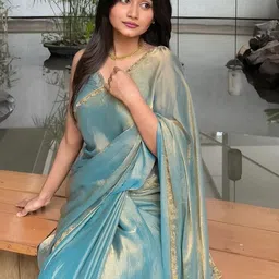 Moda Rapido Beads and Stones Embroidered Tissue Tussar Saree image 5