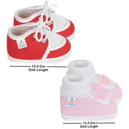 NESKA MODA Kids-Unisex Red Cotton Booties image 5