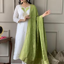 HERE&NOW Women White Viscose Rayon Embroidered Kurta Sets-picture-40