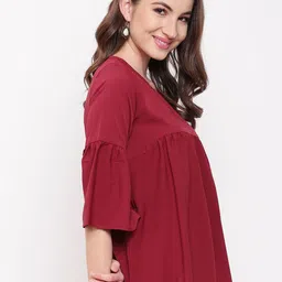 R.Code by The Roadster Life Co. Women Round Neck Bell Sleeve Regular Top image 3