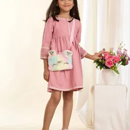 TINY TWILLS Embroidered Puff Sleeve Organic Cotton Fit & Flare Dress image 4