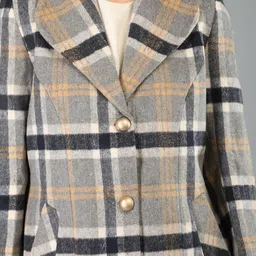 Roadster Women Checked Polyester Regular Fit Trench Coat image 3