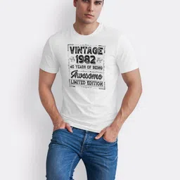 Seekbuylove Typography Printed Round Neck Short Sleeves Bio Finish Pure Cotton T-shirt image 2