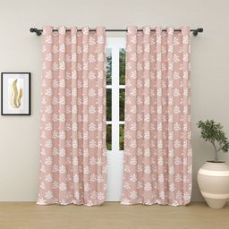 haus & kinder Pink & White 2 Pieces Floral Room Darkening Pure Cotton Door Curtains-picture-39