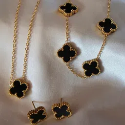 Jewels Galaxy Gold Plated Stainless Steel Clover Jewellery Set-picture-24