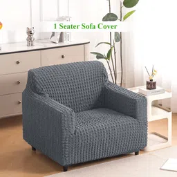 HOKIPO Grey 280 GSM Anti Slip Sofa Cover With Arms-picture-44