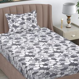 Myntra Elegant Homes Grey Single Bedsheet with 1 Pillow Covers-picture-38