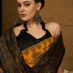 Saree mall Silk Blend Ikat Sarees image 5