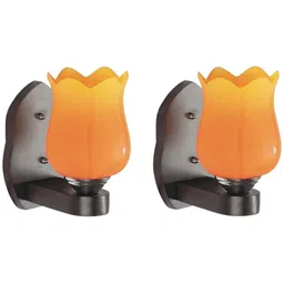 1ST TIME Orange & Yellow Printed Wood Contemporary Rectangle Shaped Wall Lamp-picture-25