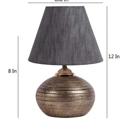 foziq Bastian Grey Fabric Shade Night Lamp With Teracotta Base image 5