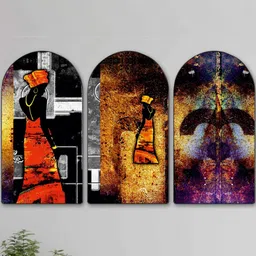 SAF Multicoloured Set of 3 Piece MDF Other Wall Paintings-picture-37