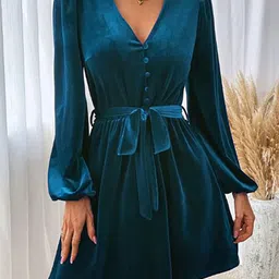 StyleCast Women V-Neck Fit & Flare Dress-picture-3