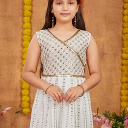 BAESD Girls Ethnic Motifs Embroidered A-Line Kurta with Sharara & Dupatta-picture-25