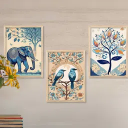 walllane Bird and Animal Wall Art With Frame Home Decor Wall Painting For Living Room Office Bedroom-picture-35