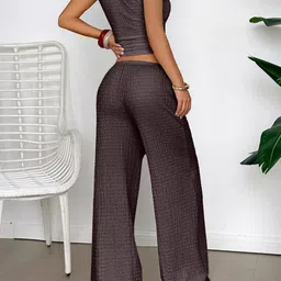 StyleCast x Revolte Women Self Design One Shoulder Top and Trousers Co-Ords Set image 4