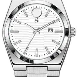 Shocknshop Men Patterned Stainless Steel Straps Analogue Multi Function Watch WCH152White image 4