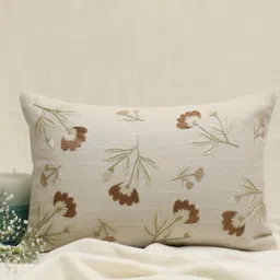 DESIGN GAATHA Grey & Brown Floral Embroidered Rectangle Cushion Cover image 5