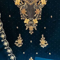 SHADOW & SAINING Embroidered Silk Georgette Unstitched Dress Material image 4