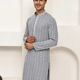 Anouk Men Geometric Embroidered Chikankari Kurta image 3