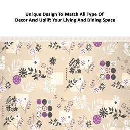 Myntra Elegant Homes Brown & White Floral Printed Rectangular 6-Seater Dining Table Cover image 2