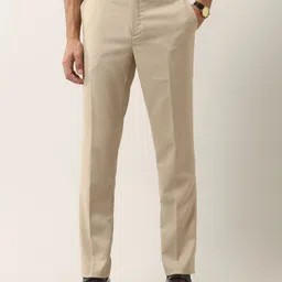 arrow Men Tapered Beige Polyester Trousers image 1