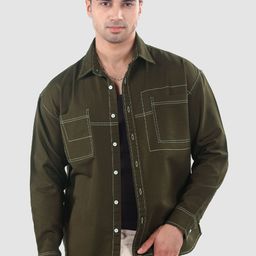 Beyoung Men Relaxed Fit Solid Spread Collar Cotton Casual Shirt-picture-32