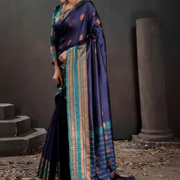 Mitera Woven Design Zari Silk Blend Kanjeevaram Saree image 2