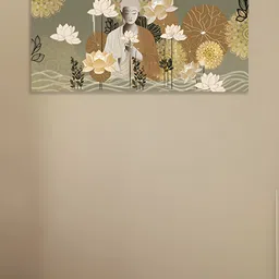 nestroots Grey & White Budhha Printed Religious Canvas Painting Wall Art-picture-33
