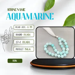 RDK Pocket Japa Mala With 27+1 Aquamarine Beads image 2