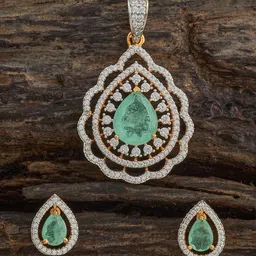 Kushal's Fashion Jewellery Gold-Embellished Bridal Cubic Zirconia Contemporary Pendant-image-65