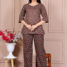 MURLI KURTI Printed Pure Cotton Round Neck Top With Trousers Co-Ords image 2