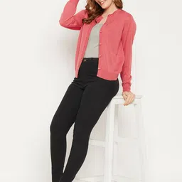 Zigo Women Woollen Long Sleeves Crop Cardigan-image-93