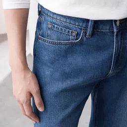 Marks & Spencer Men Slim Fit Mildly Distressed Light Fade Jeans image 4