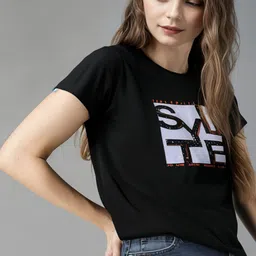 MACK JONNEY Women Printed Applique T-shirt-image-96