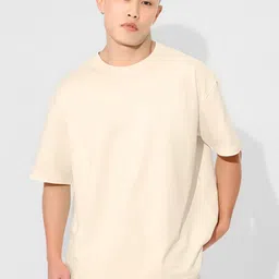 URBANICE Men Beige Oversized Drop-Shoulder T-shirt-picture-34